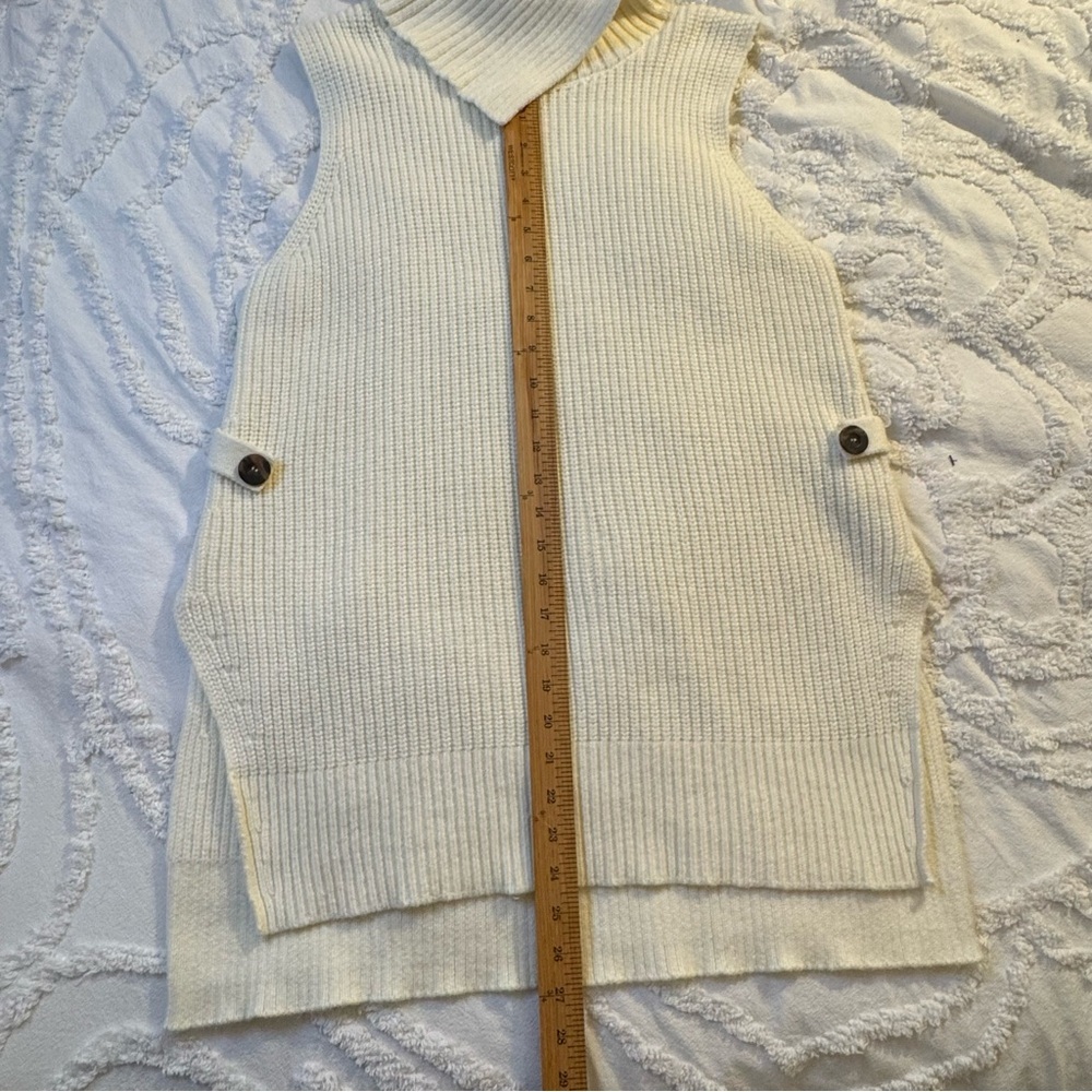 Anthropologie Alexa Sleeveless Split Mock Neck Button Sides Cream Tunic Sz M - Picture 7 of 12
